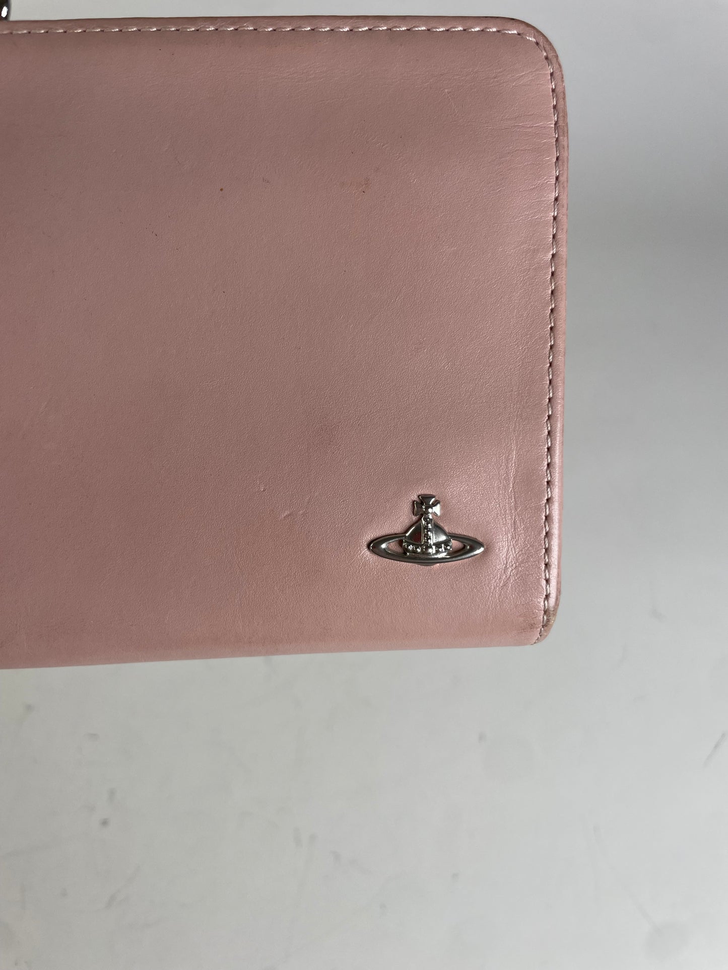 Vintage Vivienne Westwood Leather Wallet Light Pink Silver Clasp