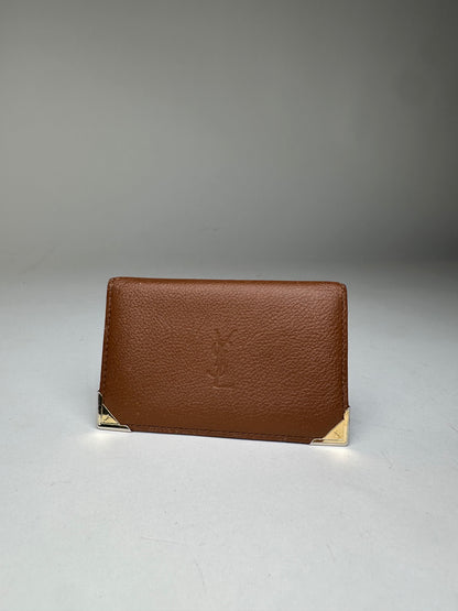 Vintage Yves Saint Laurent Bifold Cardholder Leather Tan