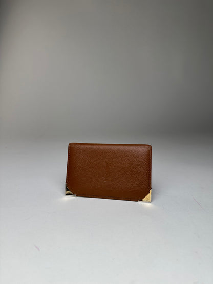 Vintage Yves Saint Laurent Bifold Cardholder Leather Tan