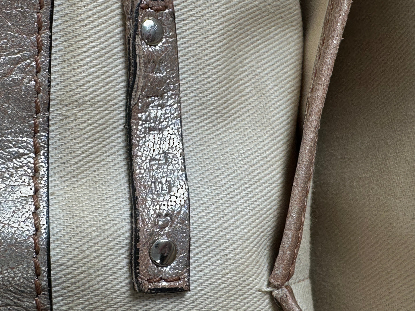 Vintage Celine Leather Satchel Brown Silver