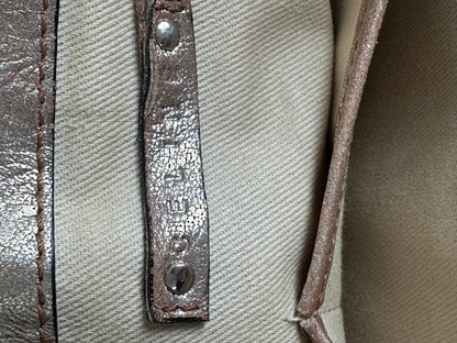 Vintage Celine Leather Satchel Brown Silver