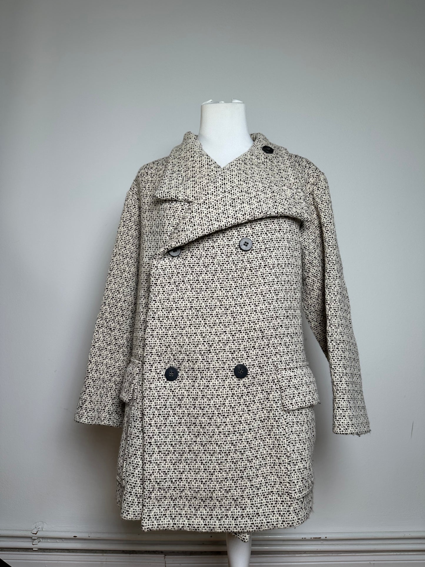 Vintage Issey Miyake Wool Coat Abstract White M