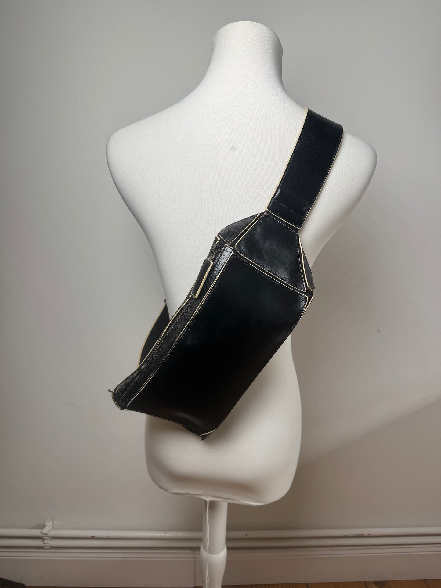 Vintage Issey Miyake Leather Belt Bag Black