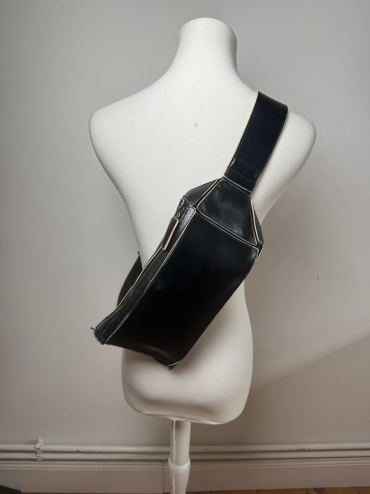 Vintage Issey Miyake Leather Belt Bag Black
