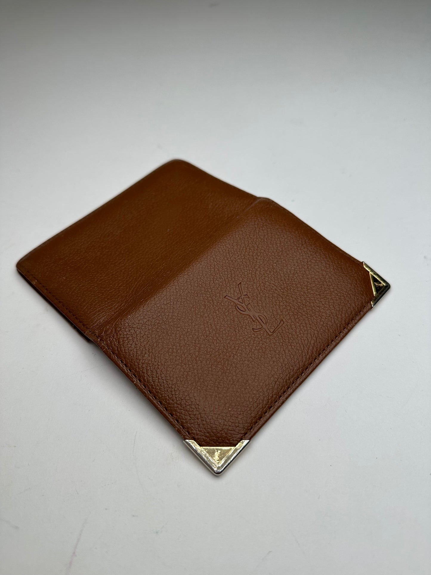 Vintage Yves Saint Laurent Bifold Cardholder Leather Tan