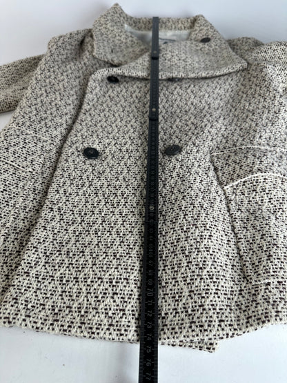Vintage Issey Miyake Wool Coat Abstract White M