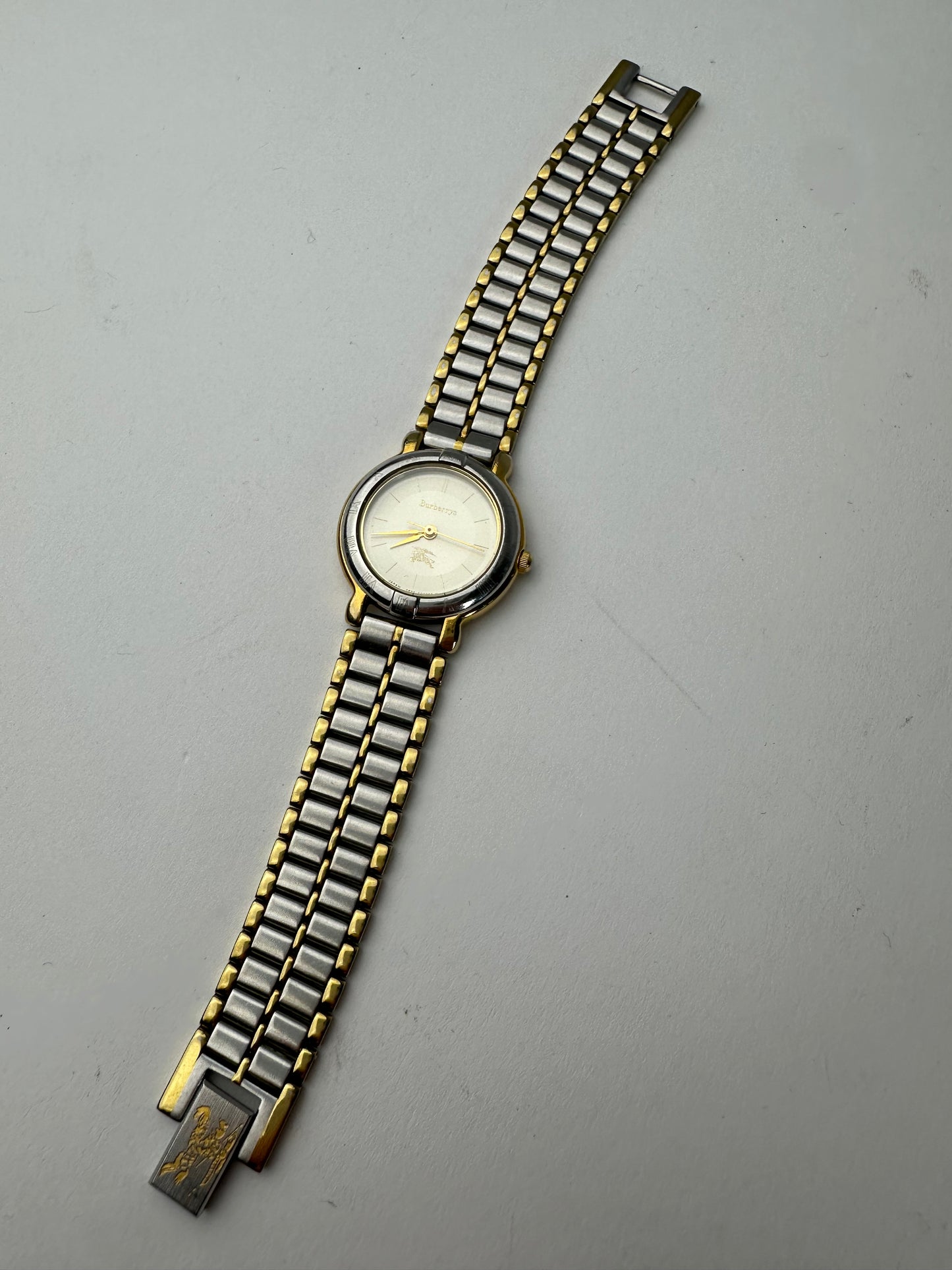 Vintage Burberry Watch Two-Tone Steel Cream