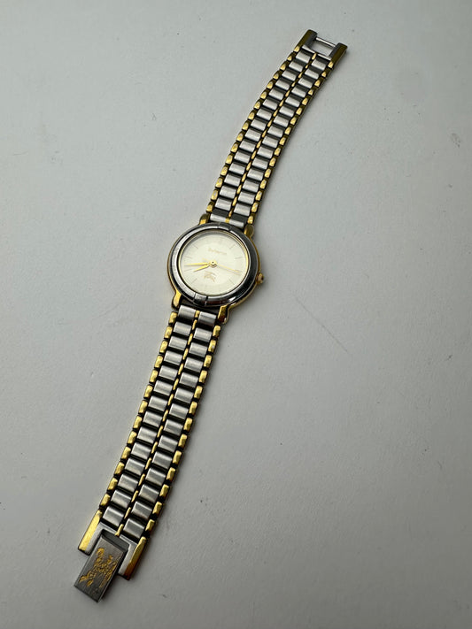 Vintage Burberry Watch Two-Tone Steel Cream