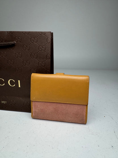 Vintage Gucci Suede Leather Jackie Wallet Pink Brown