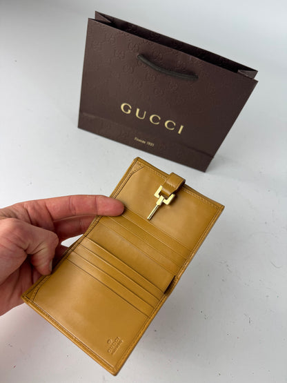 Vintage Gucci Suede Leather Jackie Wallet Pink Brown