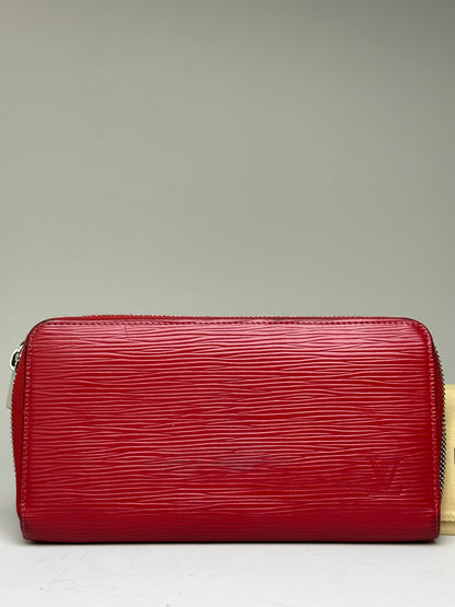 Vintage Louis Vuitton Epi Leather Zippy Wallet Red Silver