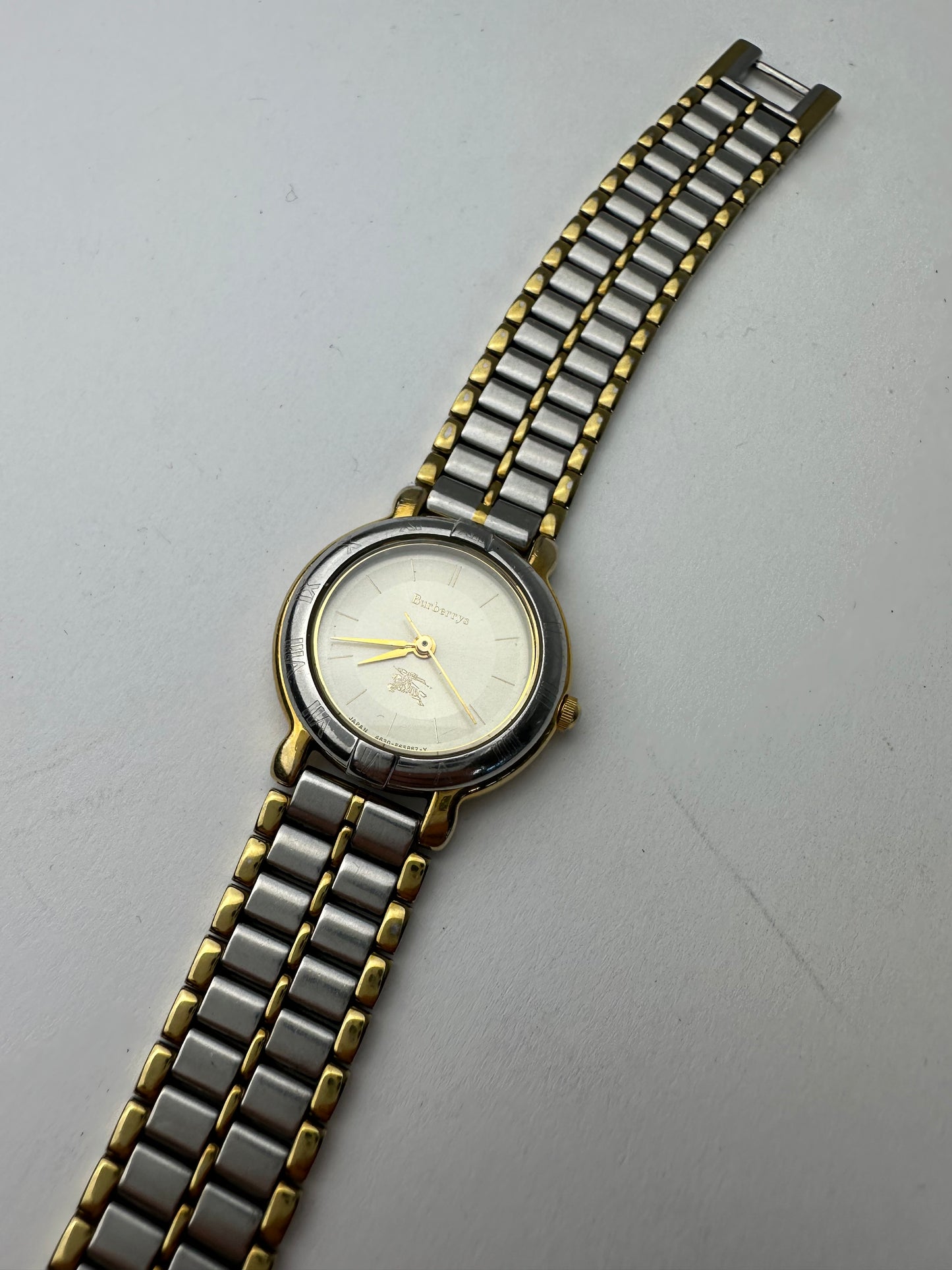 Vintage Burberry Watch Two-Tone Steel Cream