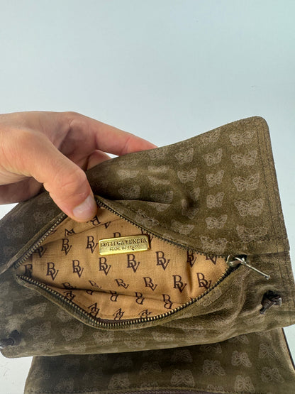 Sac vintage Bottega Veneta en daim monogramme marron
