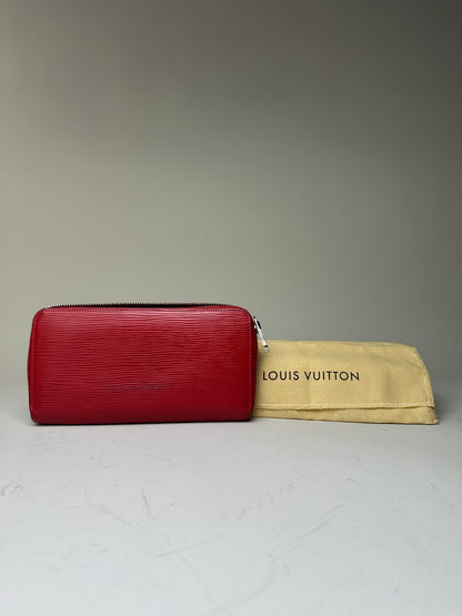 Vintage Louis Vuitton Epi Leather Zippy Wallet Red Silver