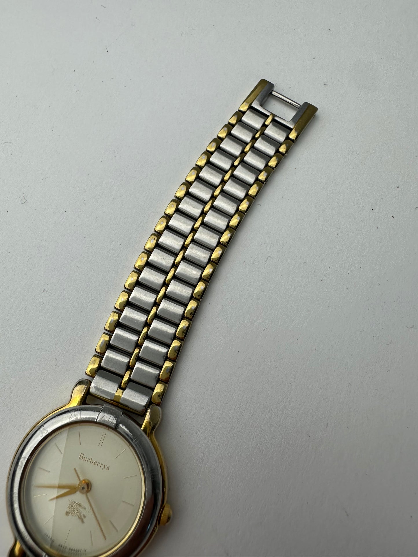 Vintage Burberry Watch Two-Tone Steel Cream