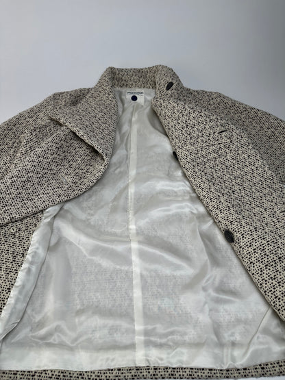Vintage Issey Miyake Wool Coat Abstract White M