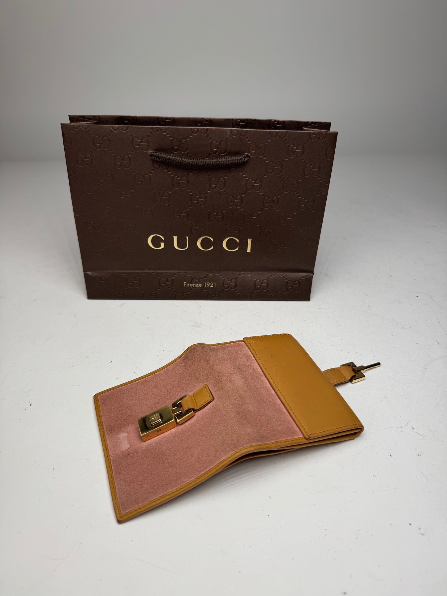 Vintage Gucci Suede Leather Jackie Wallet Pink Brown