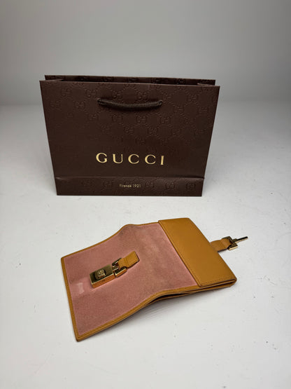 Vintage Gucci Suede Leather Jackie Wallet Pink Brown
