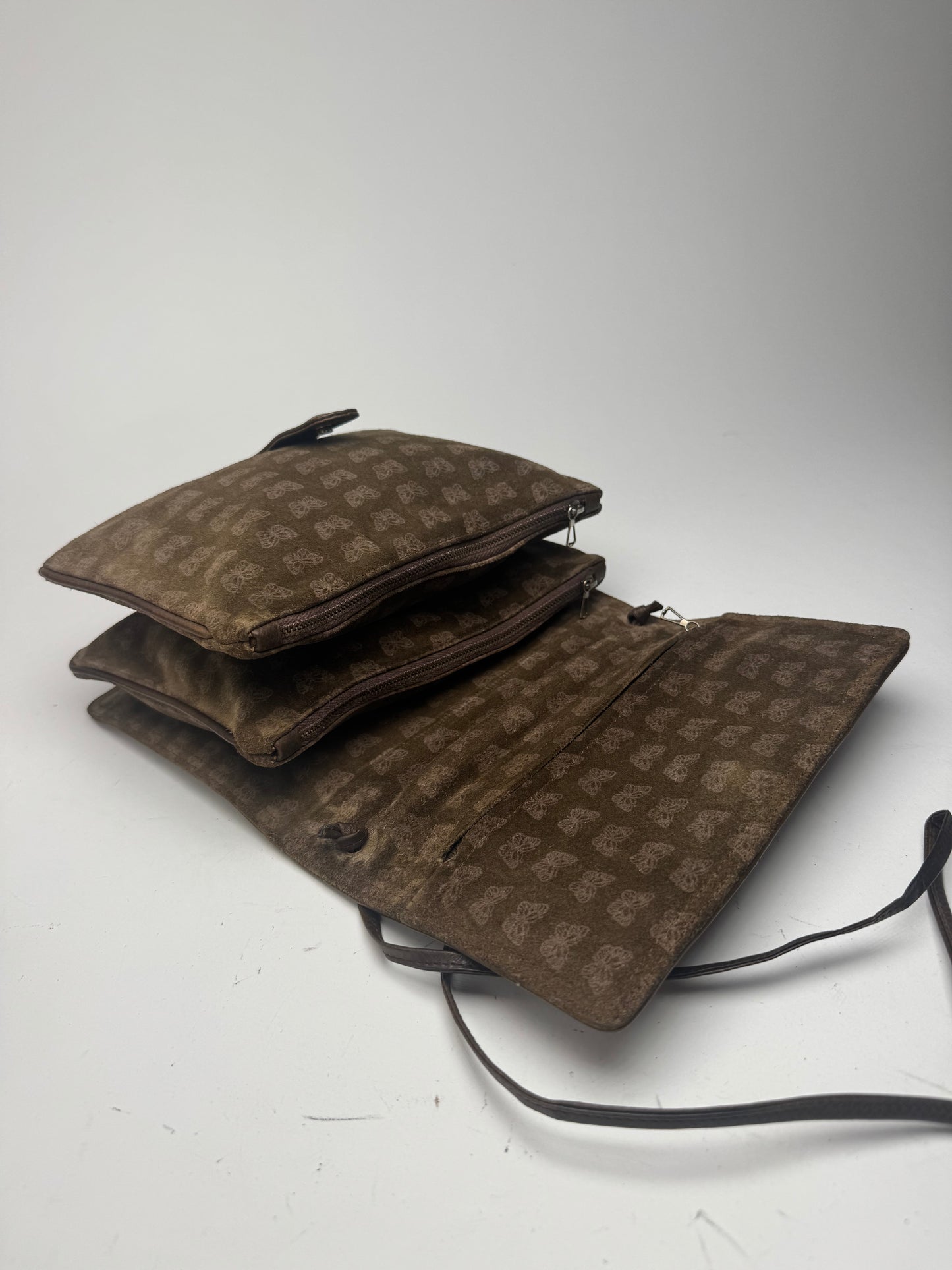 Sac vintage Bottega Veneta en daim monogramme marron
