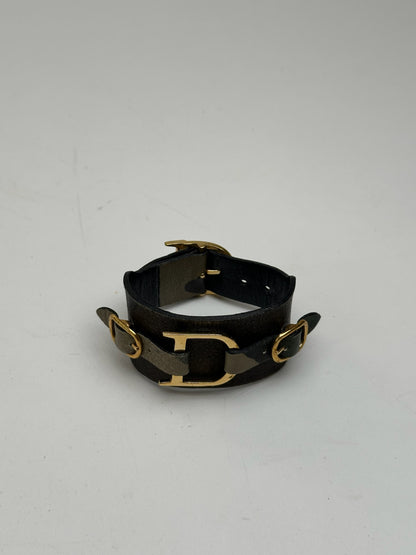 Vintage Dior Leather bracelet Black red