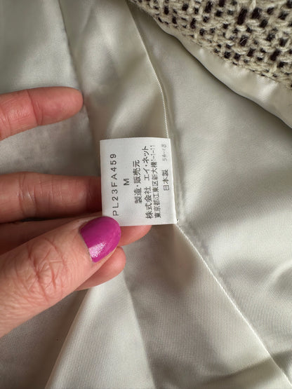 Vintage Issey Miyake Wool Coat Abstract White M