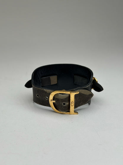 Vintage Dior Leather bracelet Black red