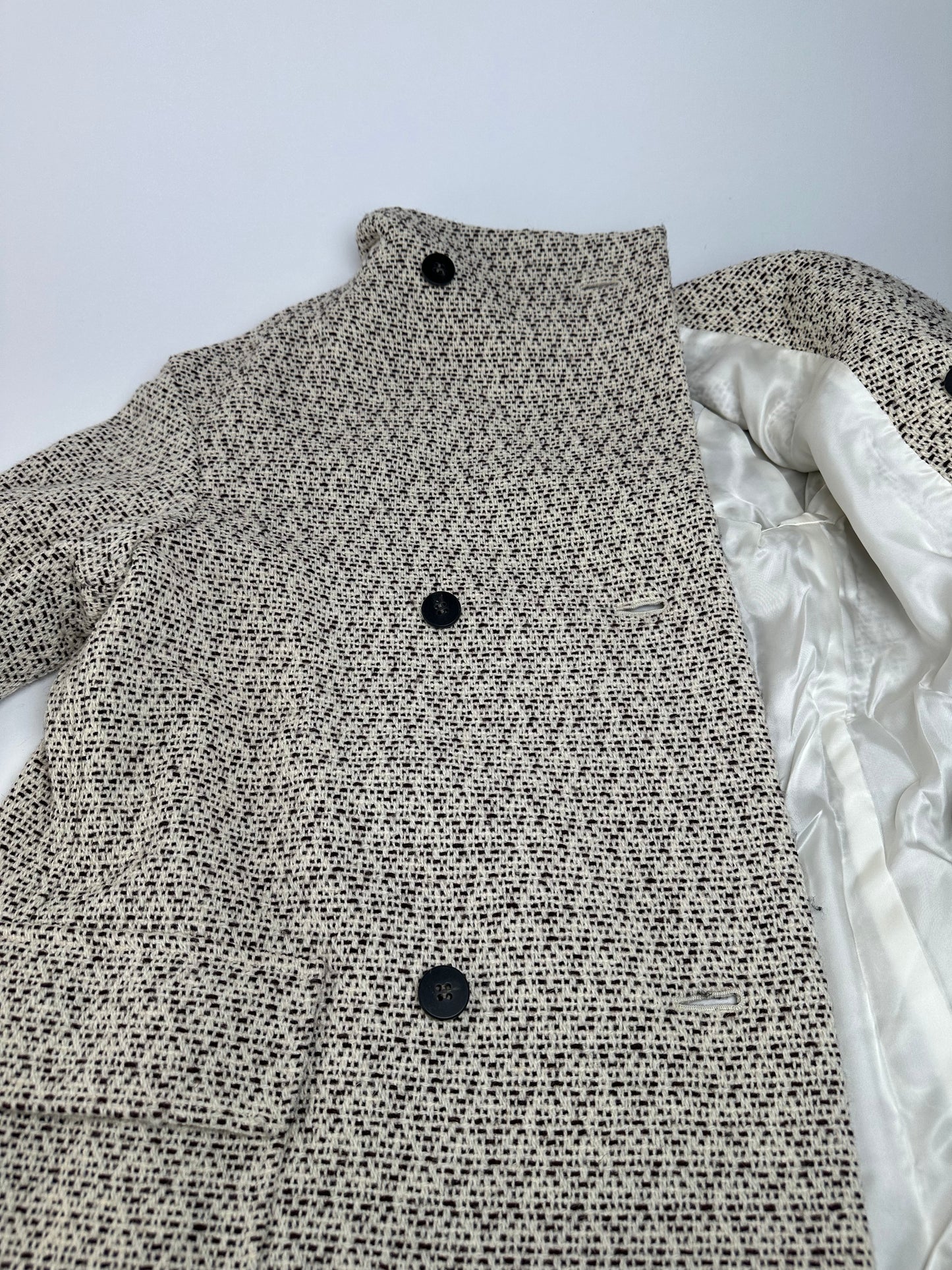 Vintage Issey Miyake Wool Coat Abstract White M