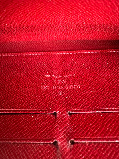 Vintage Louis Vuitton Epi Leather Zippy Wallet Red Silver
