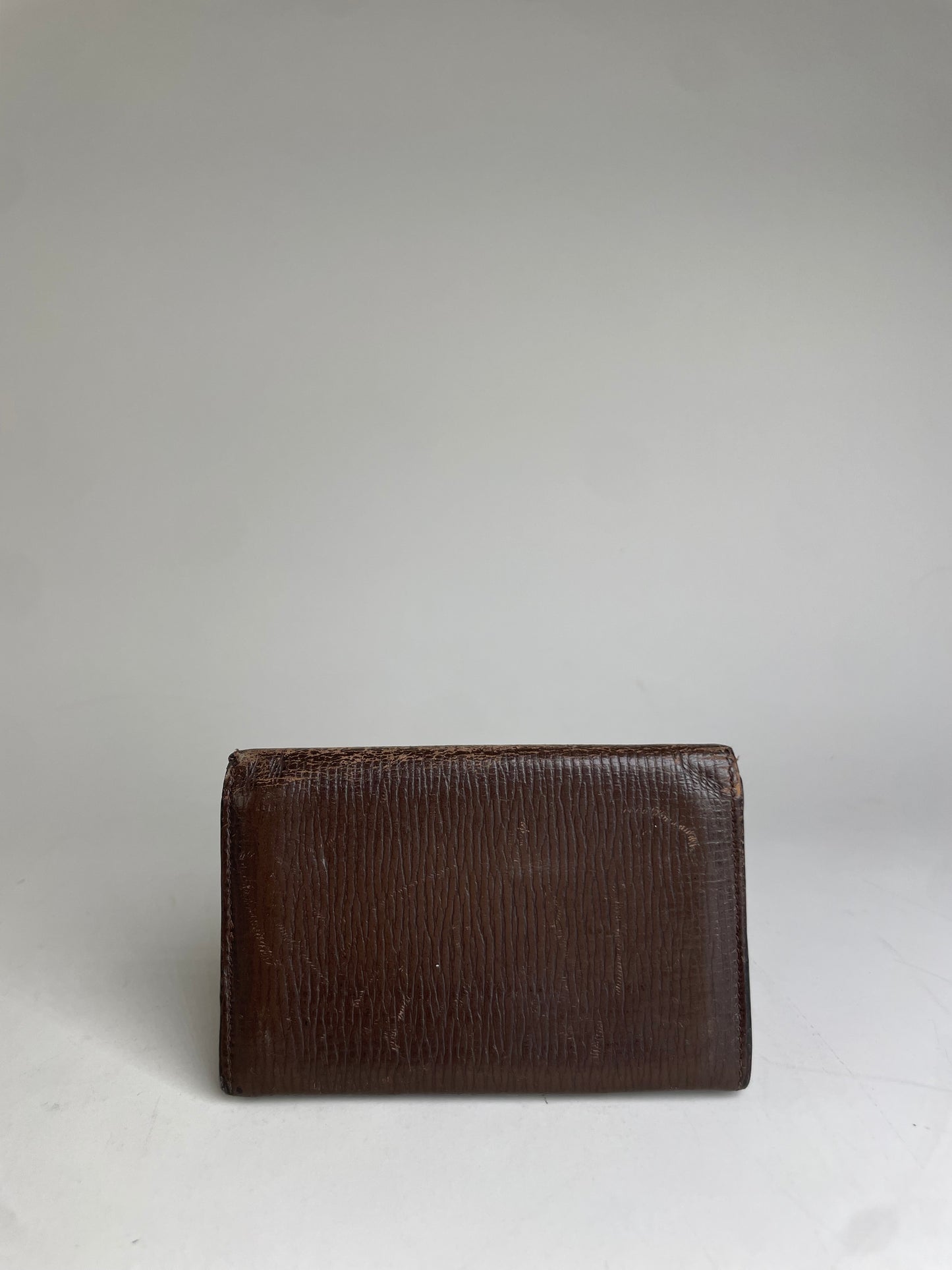 Vintage Loewe Grained Leather Wallet Dark Brown