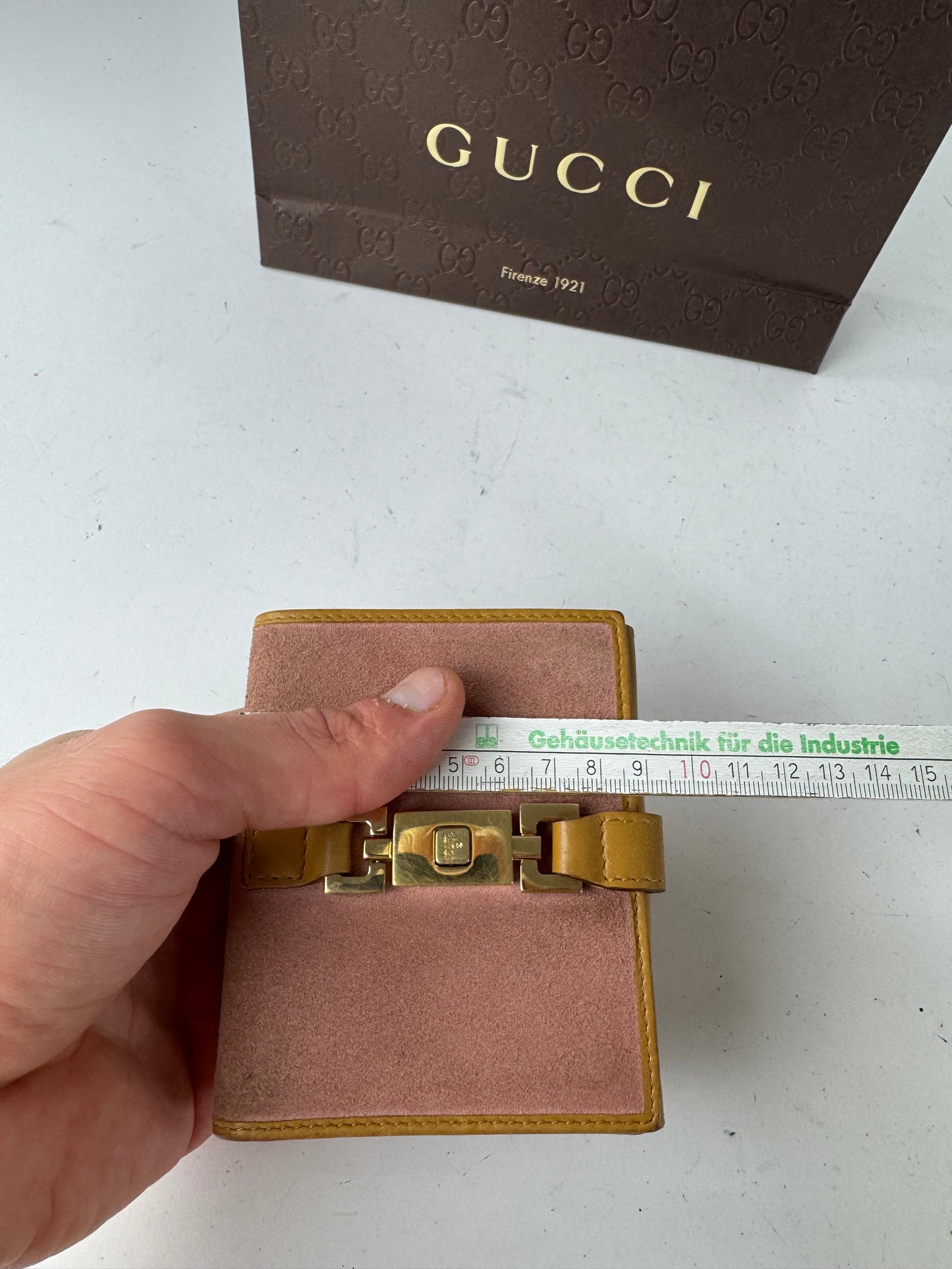 Vintage Gucci Suede Leather Jackie Wallet Pink Brown