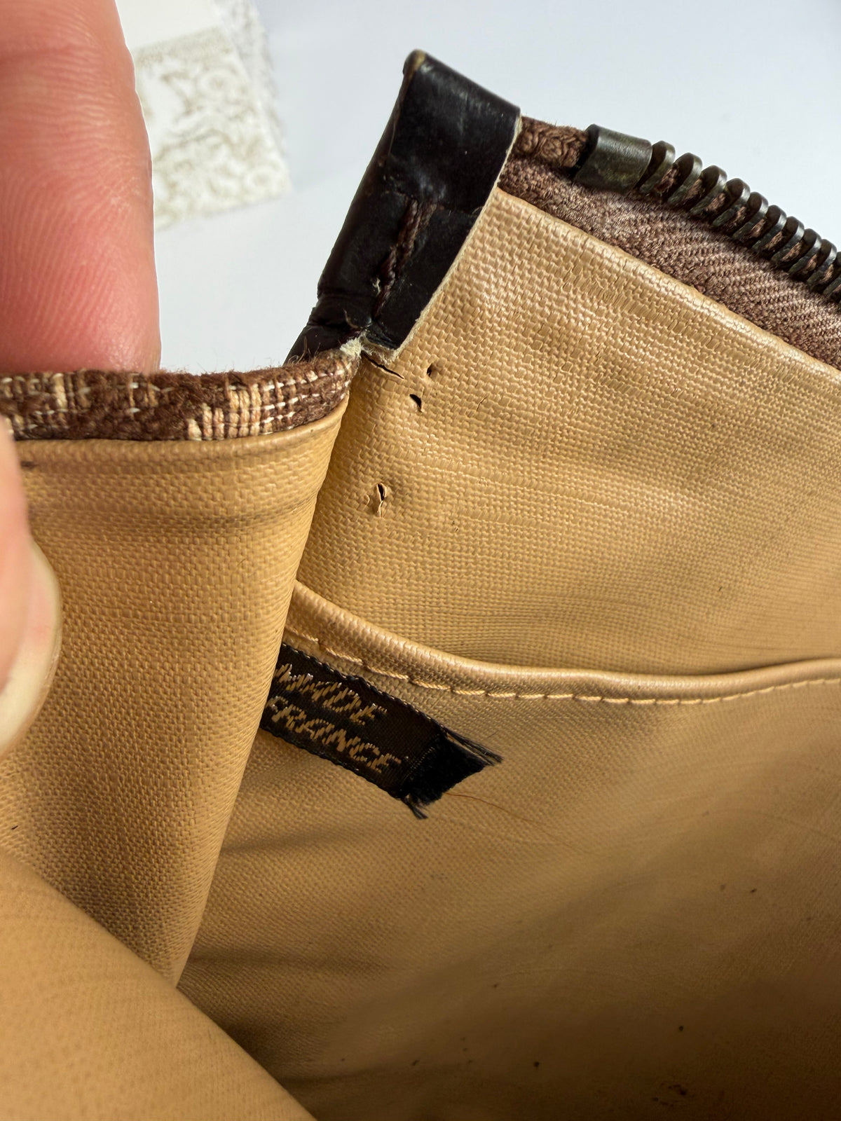 Vintage Dior Oblique Jacquard Flat Pouch Late 1970s Brown Beige