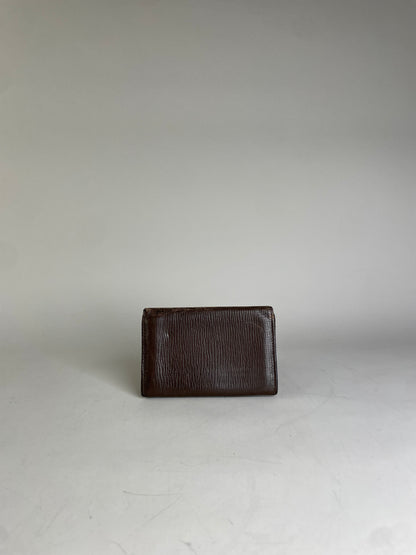 Vintage Loewe Grained Leather Wallet Dark Brown