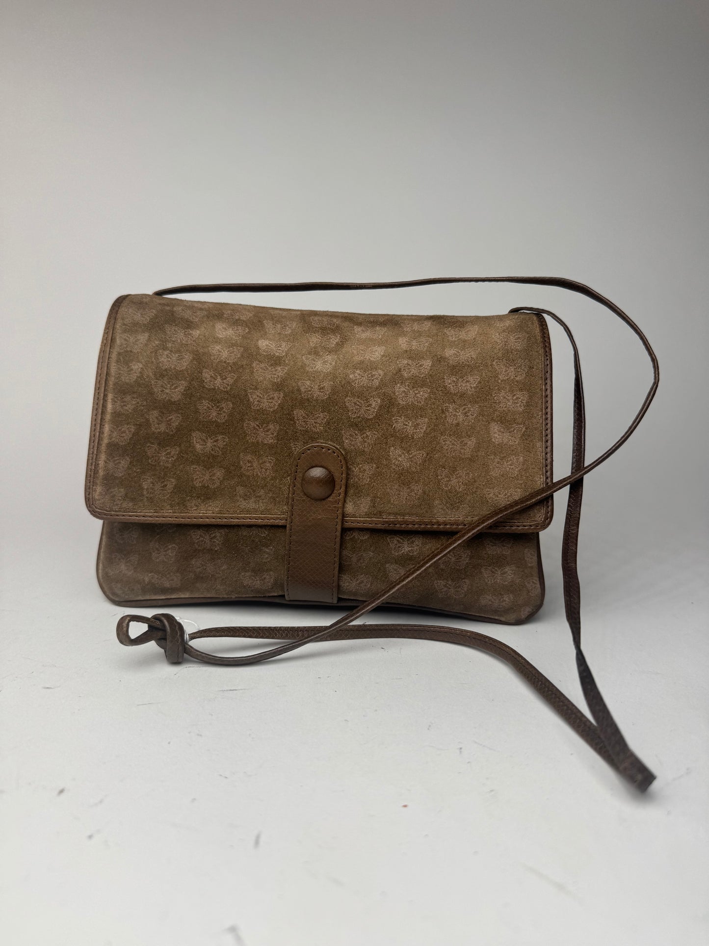 Sac vintage Bottega Veneta en daim monogramme marron