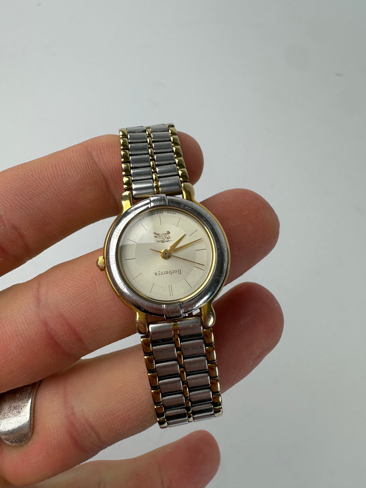 Vintage Burberry Watch Two-Tone Steel Cream