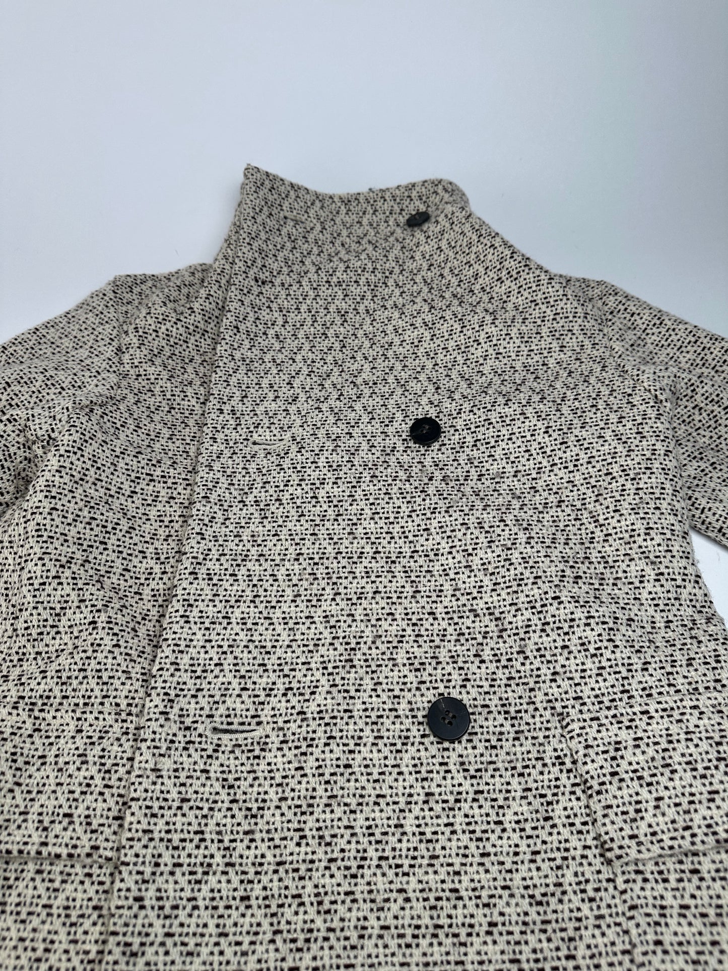 Vintage Issey Miyake Wool Coat Abstract White M