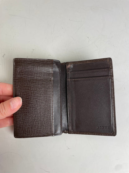 Vintage Loewe Grained Leather Wallet Dark Brown
