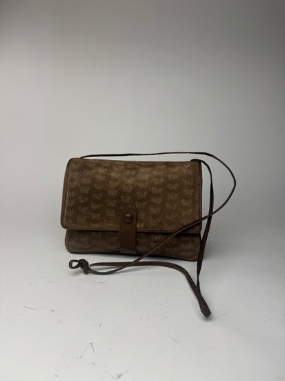 Sac vintage Bottega Veneta en daim monogramme marron