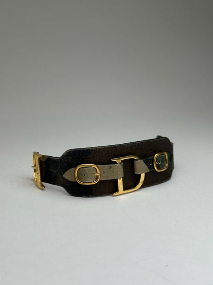 Vintage Dior Leather bracelet Black red