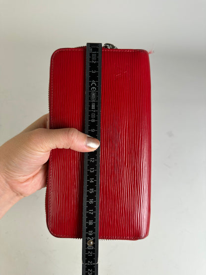Vintage Louis Vuitton Epi Leather Zippy Wallet Red Silver