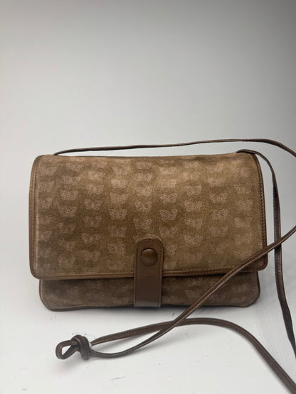 Sac vintage Bottega Veneta en daim monogramme marron