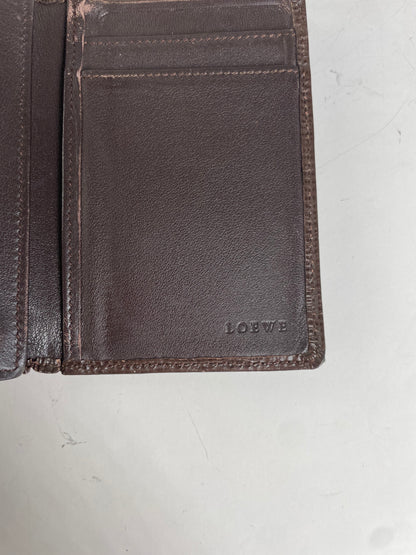 Vintage Loewe Grained Leather Wallet Dark Brown