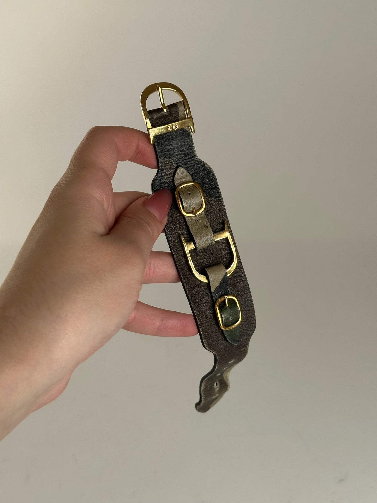 Vintage Dior Leather bracelet Black red