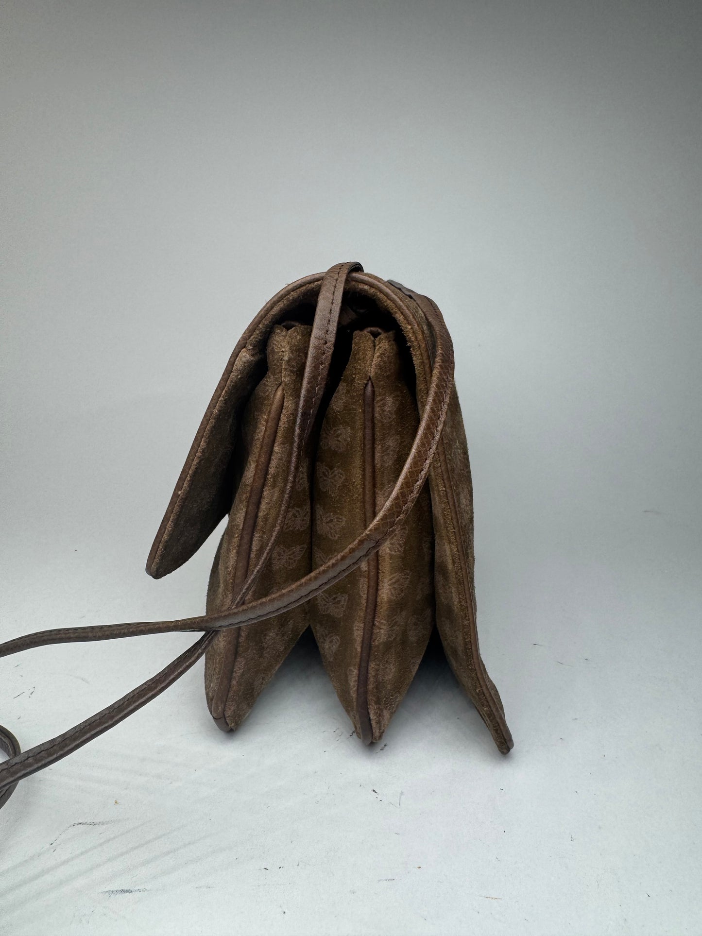 Sac vintage Bottega Veneta en daim monogramme marron