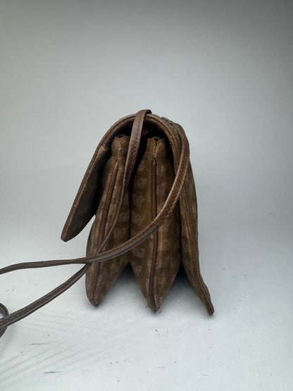 Sac vintage Bottega Veneta en daim monogramme marron