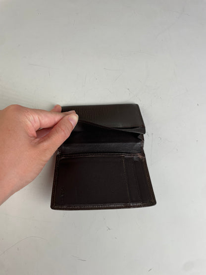 Vintage Loewe Grained Leather Wallet Dark Brown