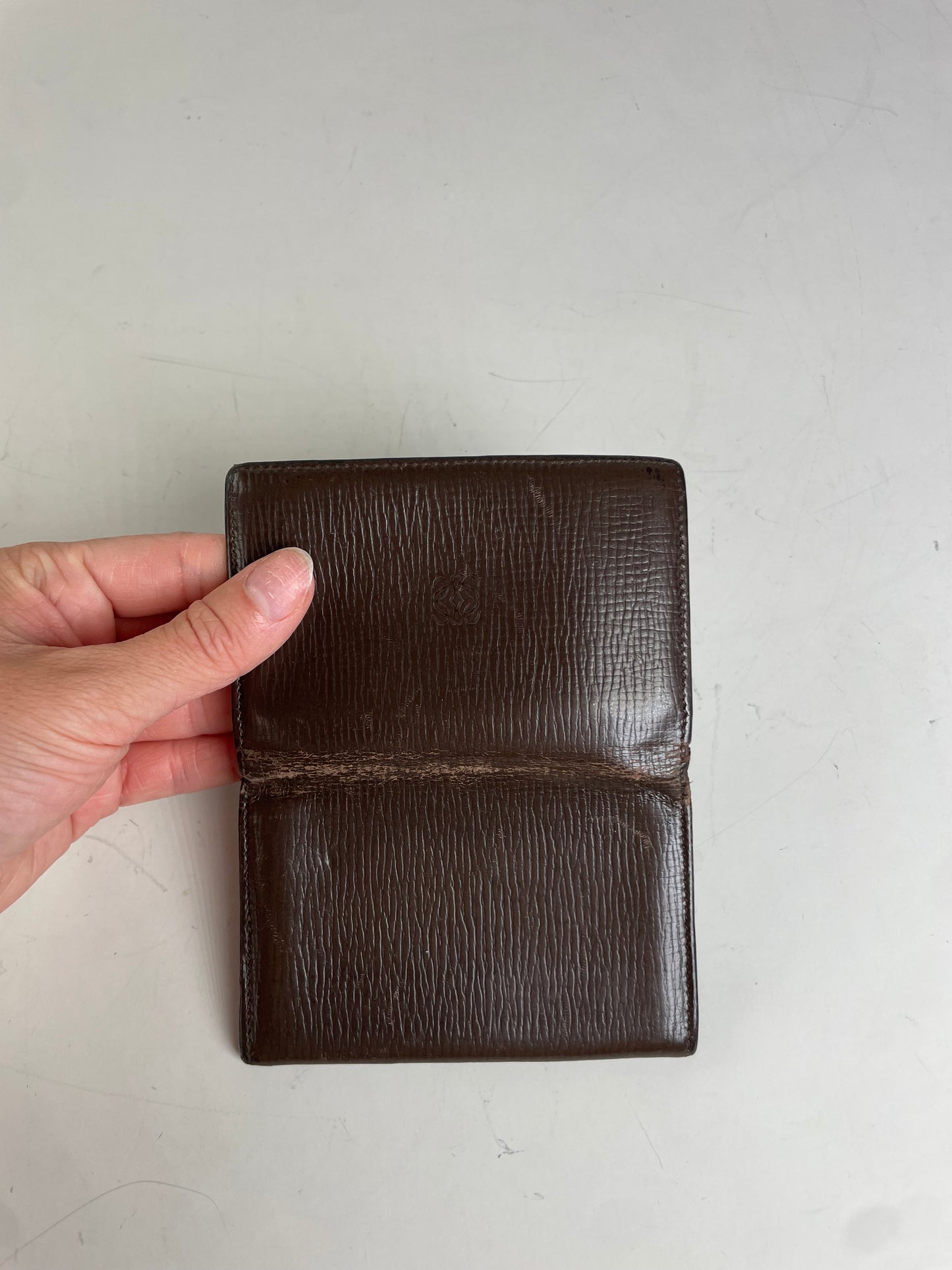 Vintage Loewe Grained Leather Wallet Dark Brown