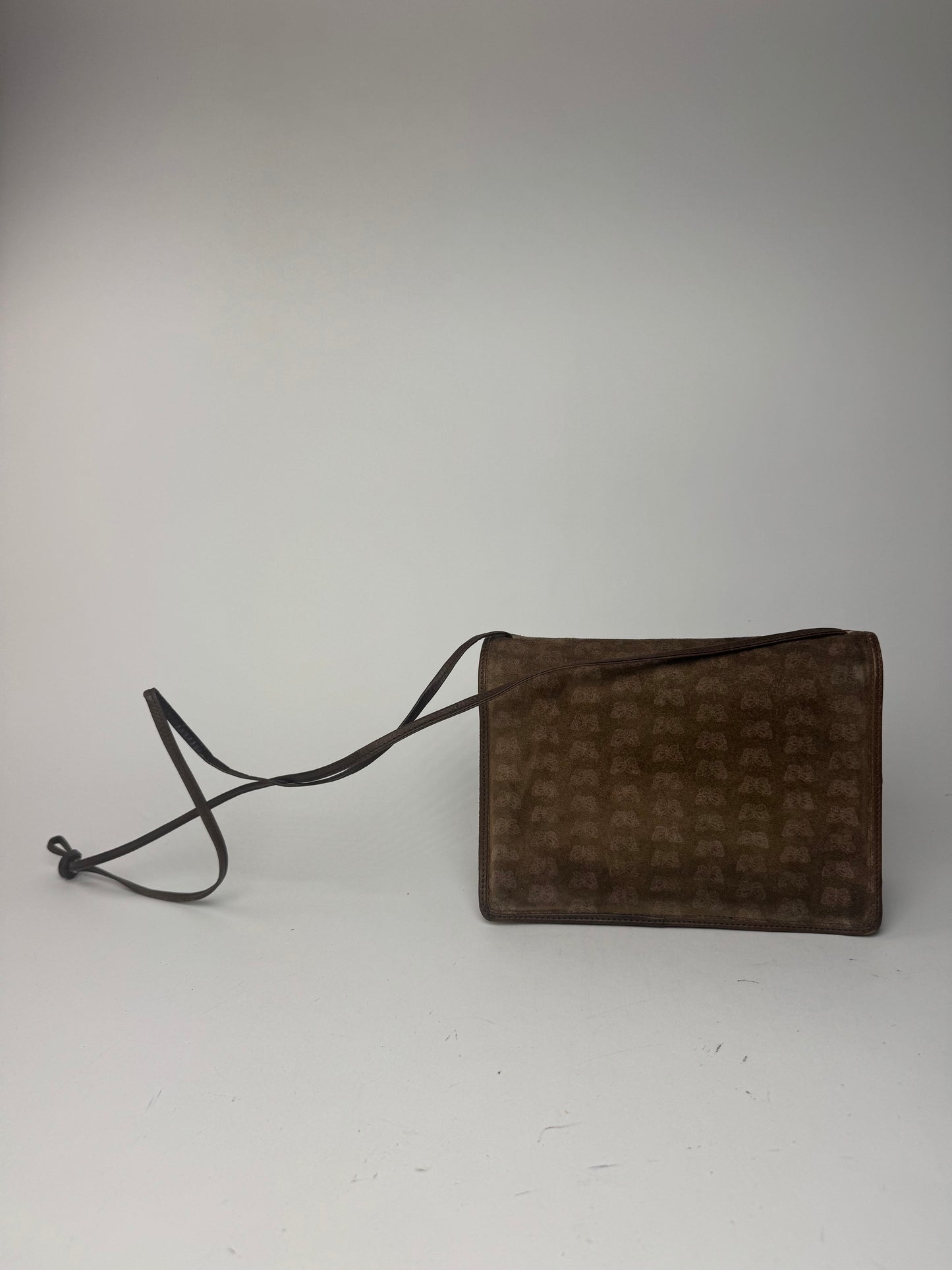 Sac vintage Bottega Veneta en daim monogramme marron