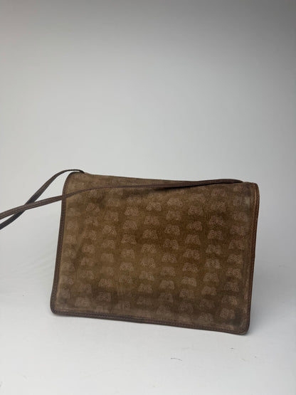 Sac vintage Bottega Veneta en daim monogramme marron