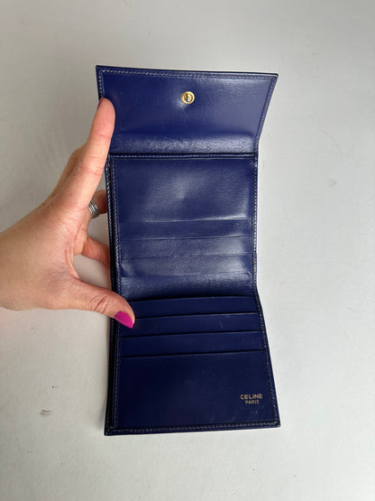 Vintage Celine Paris Leather Wallet Blue