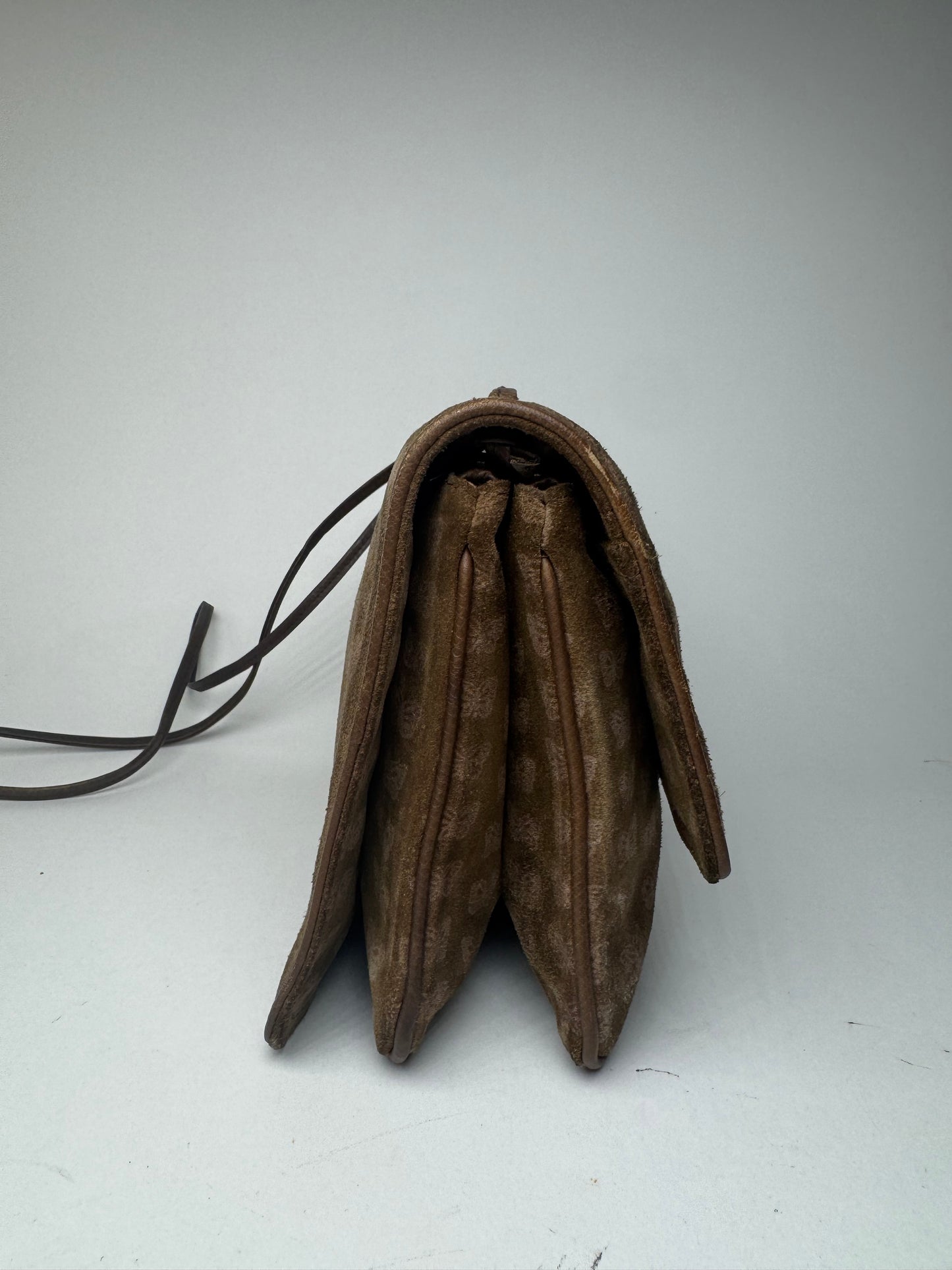 Sac vintage Bottega Veneta en daim monogramme marron